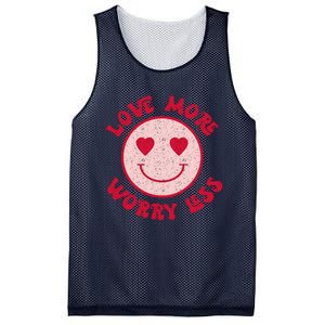 Funny Valentine Shirt Love More Worry Less Smile Face Meme Mesh Reversible Basketball Jersey Tank