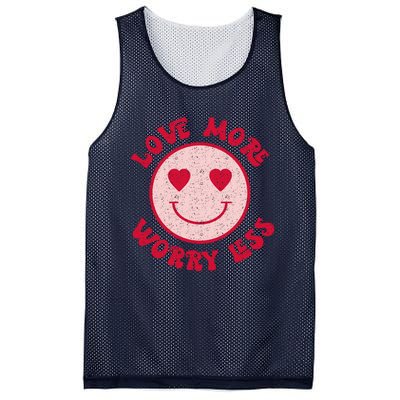 Funny Valentine Shirt Love More Worry Less Smile Face Meme Mesh Reversible Basketball Jersey Tank