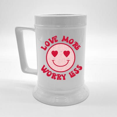 Funny Valentine Shirt Love More Worry Less Smile Face Meme Beer Stein