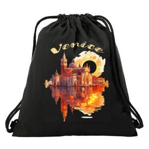 Funny Venice Sunset Watercolor Cityscape Gift Drawstring Bag