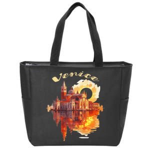 Funny Venice Sunset Watercolor Cityscape Gift Zip Tote Bag