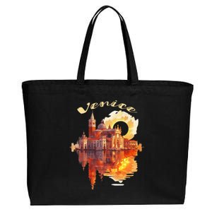 Funny Venice Sunset Watercolor Cityscape Gift Cotton Canvas Jumbo Tote