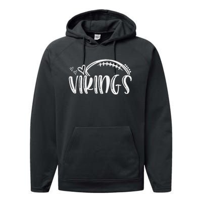 Football Vikings School Sports Fan Team Spirit Performance Fleece Hoodie