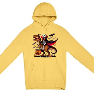 Funny Vampire Skeleton Rider Dinosaur Halloween Costume Funny Gift Premium Pullover Hoodie