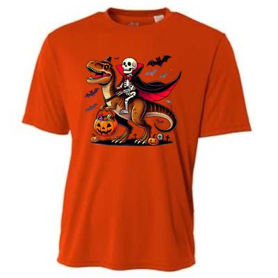 Funny Vampire Skeleton Rider Dinosaur Halloween Costume Funny Gift Cooling Performance Crew T-Shirt