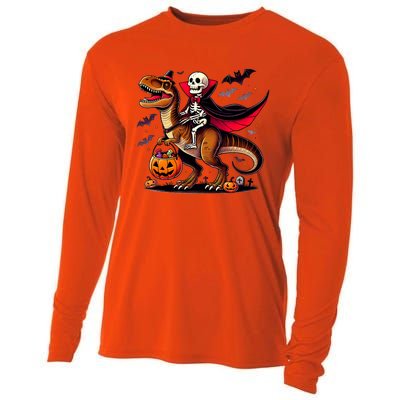 Funny Vampire Skeleton Rider Dinosaur Halloween Costume Funny Gift Cooling Performance Long Sleeve Crew