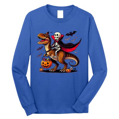 Funny Vampire Skeleton Rider Dinosaur Halloween Costume Funny Gift Long Sleeve Shirt