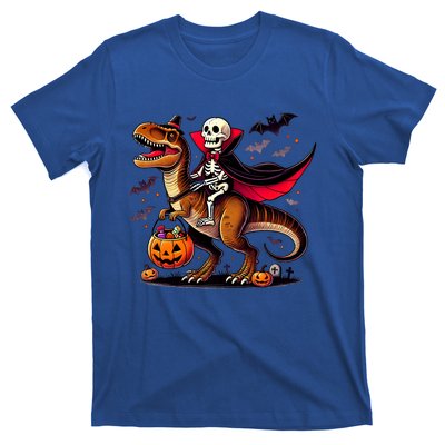 Funny Vampire Skeleton Rider Dinosaur Halloween Costume Funny Gift T-Shirt