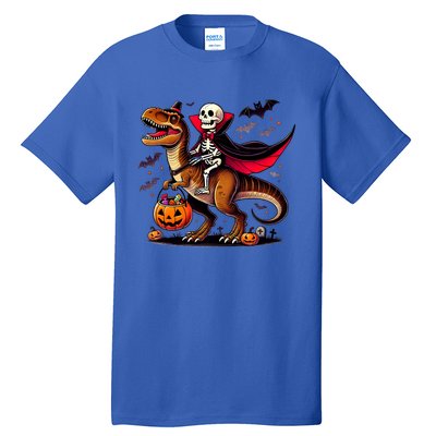 Funny Vampire Skeleton Rider Dinosaur Halloween Costume Funny Gift Tall T-Shirt