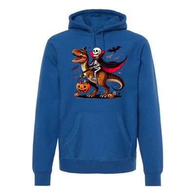 Funny Vampire Skeleton Rider Dinosaur Halloween Costume Funny Gift Premium Hoodie