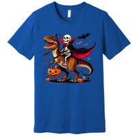 Funny Vampire Skeleton Rider Dinosaur Halloween Costume Funny Gift Premium T-Shirt