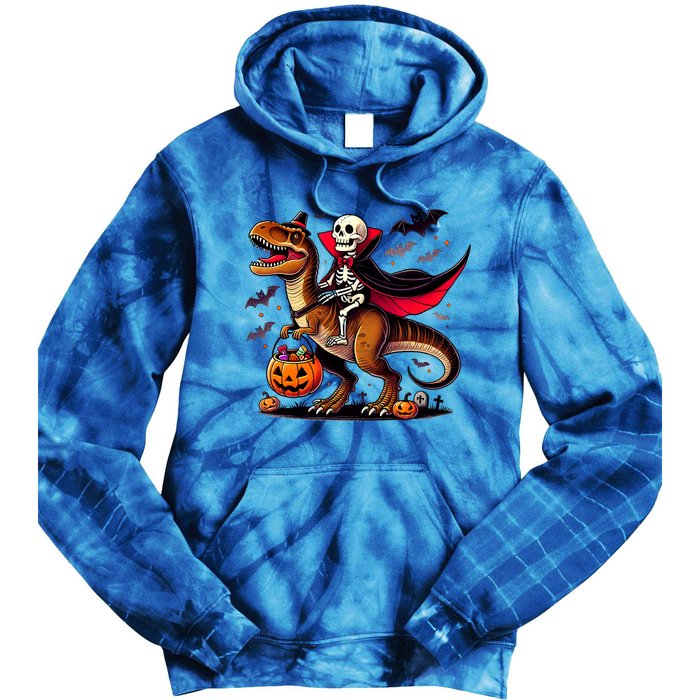 Funny Vampire Skeleton Rider Dinosaur Halloween Costume Funny Gift Tie Dye Hoodie