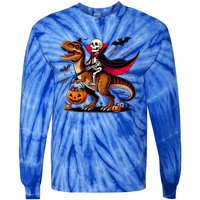 Funny Vampire Skeleton Rider Dinosaur Halloween Costume Funny Gift Tie-Dye Long Sleeve Shirt