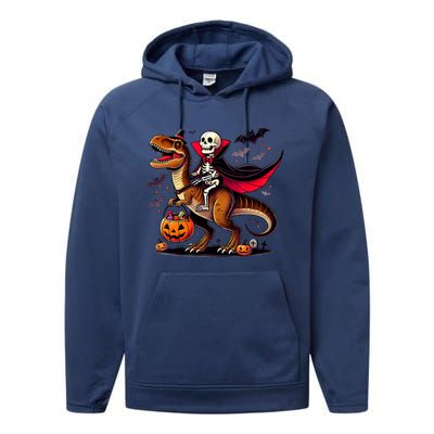 Funny Vampire Skeleton Rider Dinosaur Halloween Costume Funny Gift Performance Fleece Hoodie