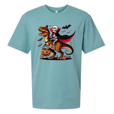 Funny Vampire Skeleton Rider Dinosaur Halloween Costume Funny Gift Sueded Cloud Jersey T-Shirt