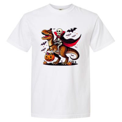 Funny Vampire Skeleton Rider Dinosaur Halloween Costume Funny Gift Garment-Dyed Heavyweight T-Shirt