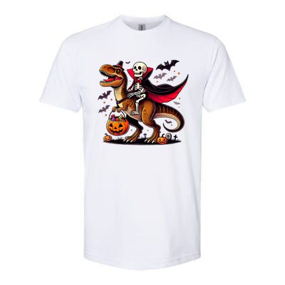 Funny Vampire Skeleton Rider Dinosaur Halloween Costume Funny Gift Softstyle CVC T-Shirt