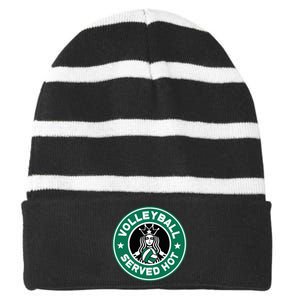 Funny Volleyball Served Hot Perfect Players Striped Beanie with Solid Band