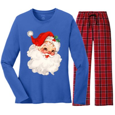 Funny Vintage Santa Claus Matching Family Christmas Pajamas Meaningful Gift Women's Long Sleeve Flannel Pajama Set 