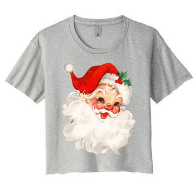 Funny Vintage Santa Claus Matching Family Christmas Pajamas Meaningful Gift Women's Crop Top Tee