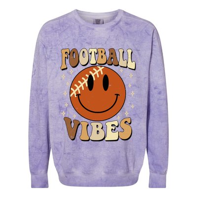 Football Vibes Smile Face Retro Colorblast Crewneck Sweatshirt