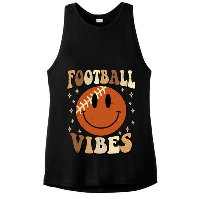 Football Vibes Smile Face Retro Ladies PosiCharge Tri-Blend Wicking Tank