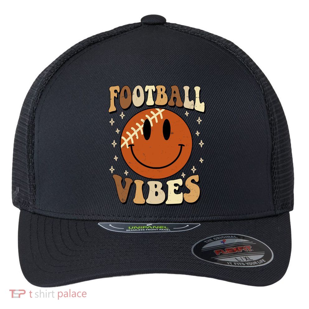 Football Vibes Smile Face Retro Flexfit Unipanel Trucker Cap