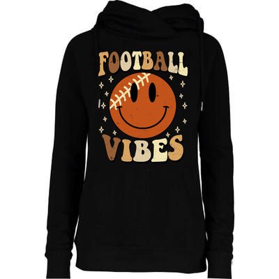 Football Vibes Smile Face Retro Womens Funnel Neck Pullover Hood