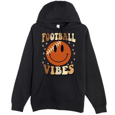 Football Vibes Smile Face Retro Premium Pullover Hoodie