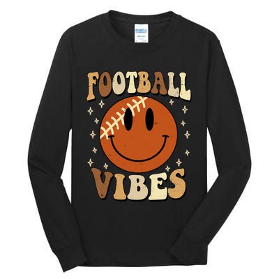 Football Vibes Smile Face Retro Tall Long Sleeve T-Shirt