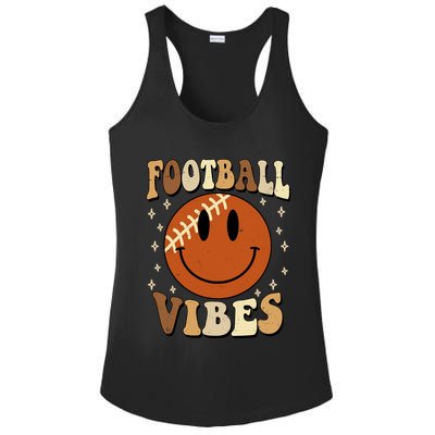 Football Vibes Smile Face Retro Ladies PosiCharge Competitor Racerback Tank