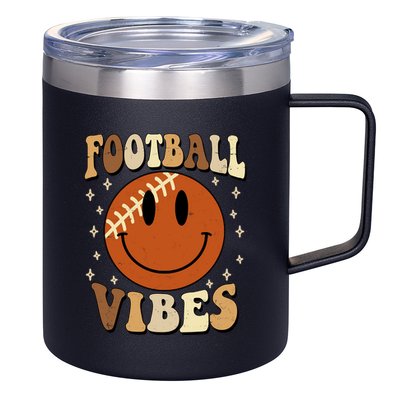 Football Vibes Smile Face Retro 12oz Stainless Steel Coffee Mug