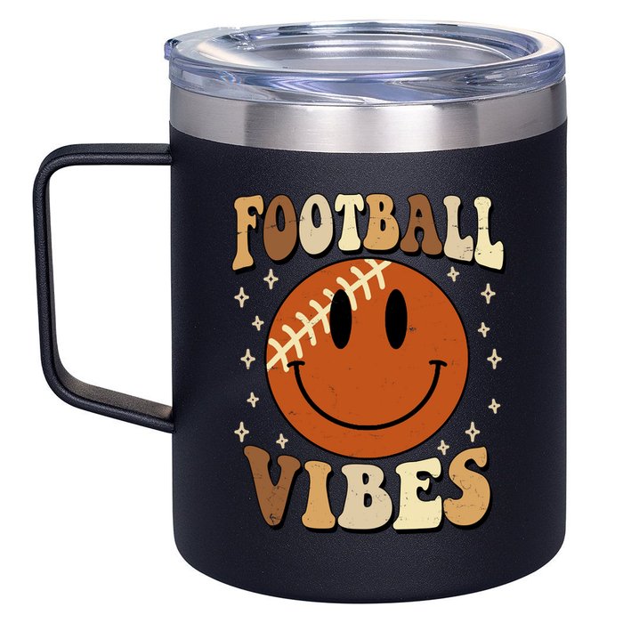 Football Vibes Smile Face Retro 12oz Stainless Steel Coffee Mug