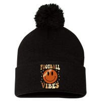 Football Vibes Smile Face Retro Pom Pom 12in Knit Beanie