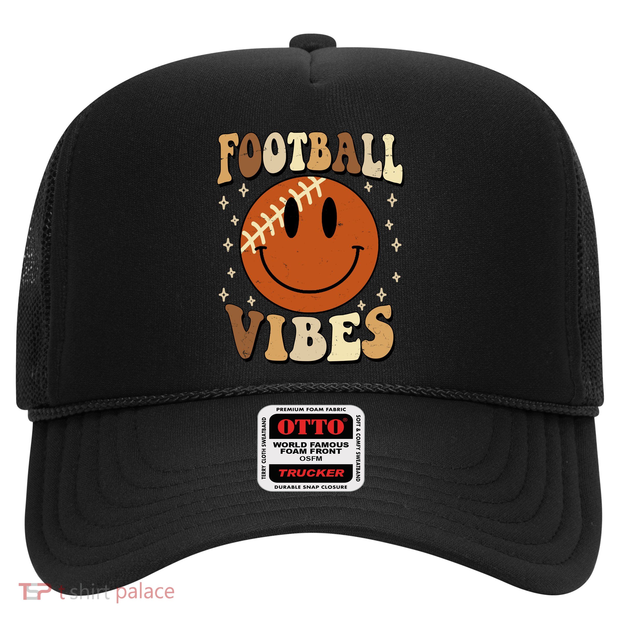 Football Vibes Smile Face Retro Trucker Hat