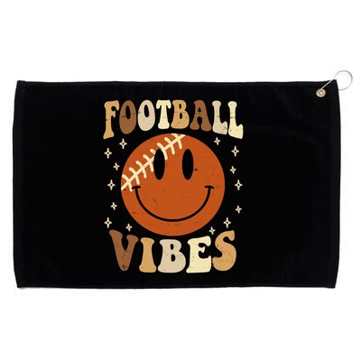 Football Vibes Smile Face Retro Grommeted Golf Towel