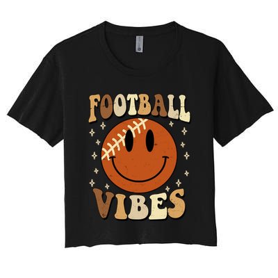 Football Vibes Smile Face Retro Crop Top