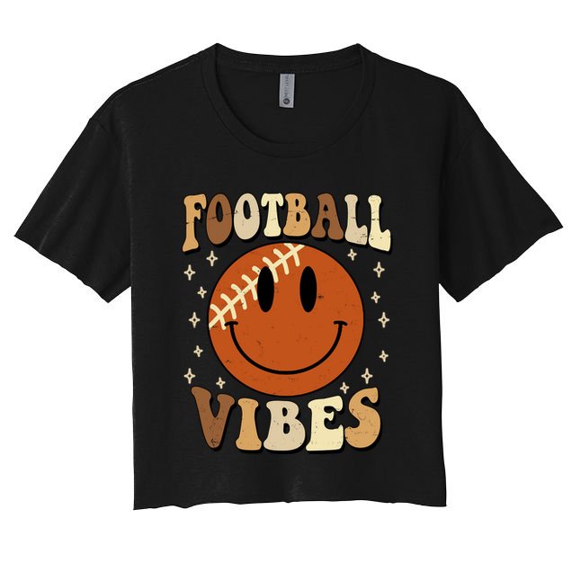 Football Vibes Smile Face Retro Crop Top