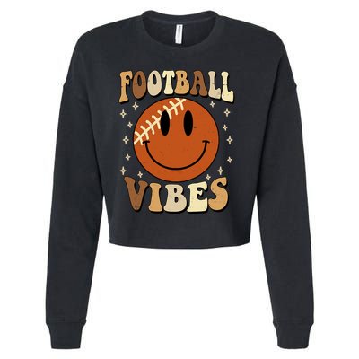 Football Vibes Smile Face Retro Cropped Pullover Crew