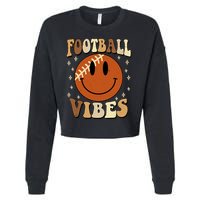 Football Vibes Smile Face Retro Cropped Pullover Crew