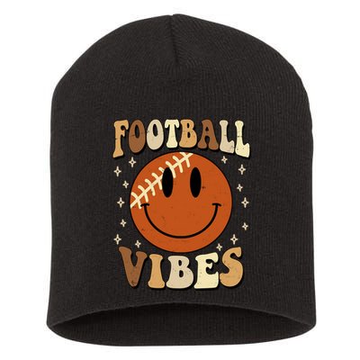 Football Vibes Smile Face Retro Short Acrylic Beanie