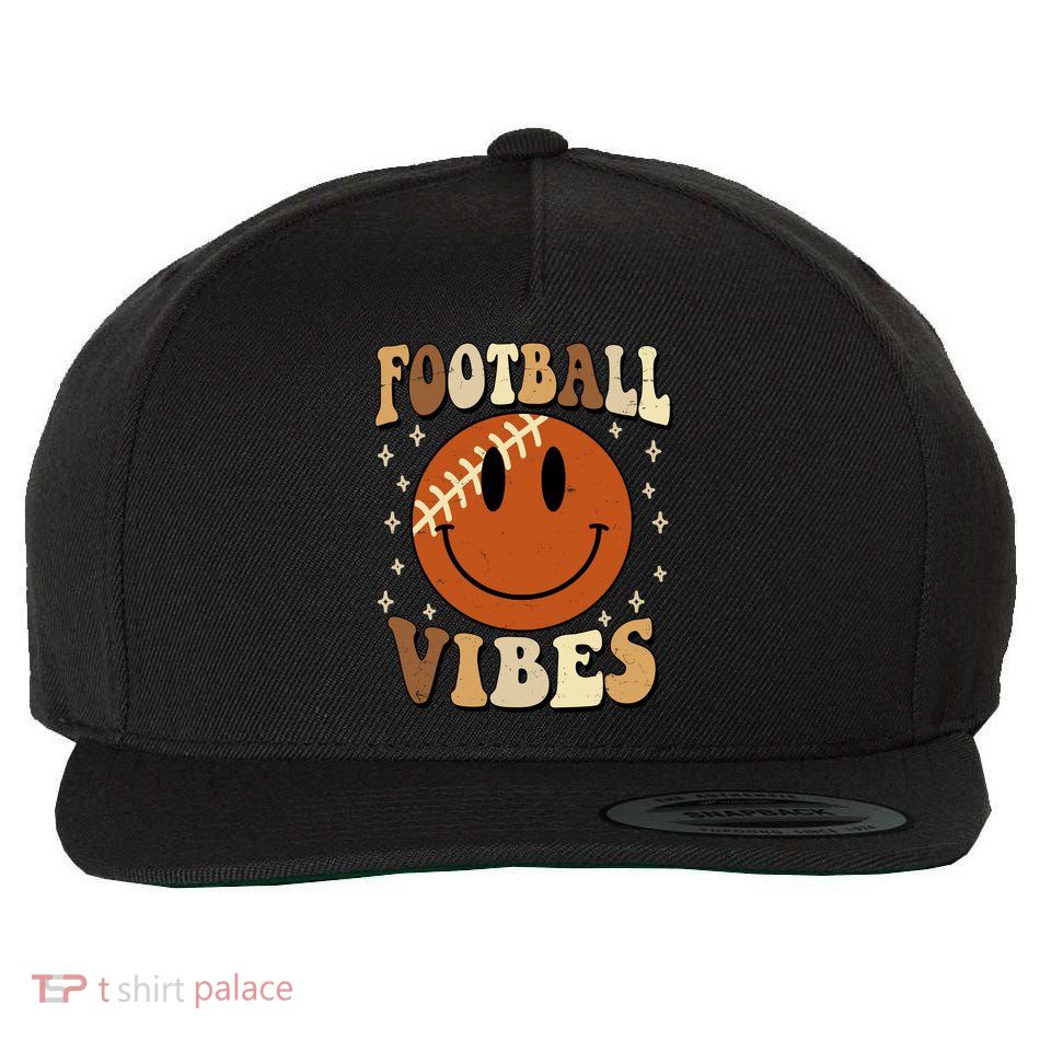Football Vibes Smile Face Retro Wool Snapback Cap
