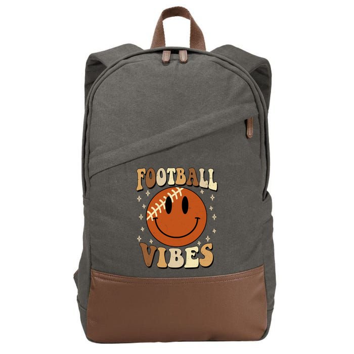 Football Vibes Smile Face Retro Cotton Canvas Backpack