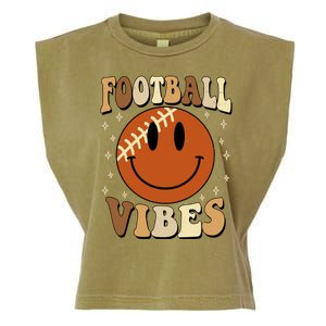 Football Vibes Smile Face Retro Garment-Dyed Women's Muscle Tee