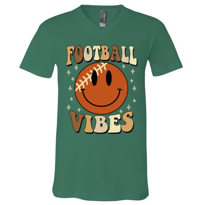 Football Vibes Smile Face Retro V-Neck T-Shirt