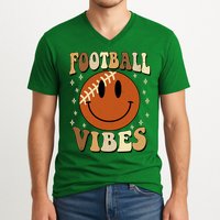 Football Vibes Smile Face Retro V-Neck T-Shirt