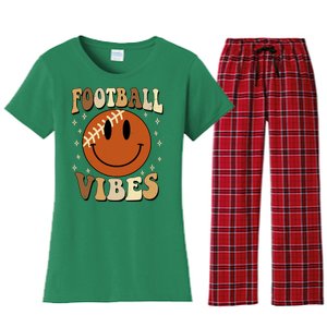 Football Vibes Smile Face Retro Women's Flannel Pajama Set