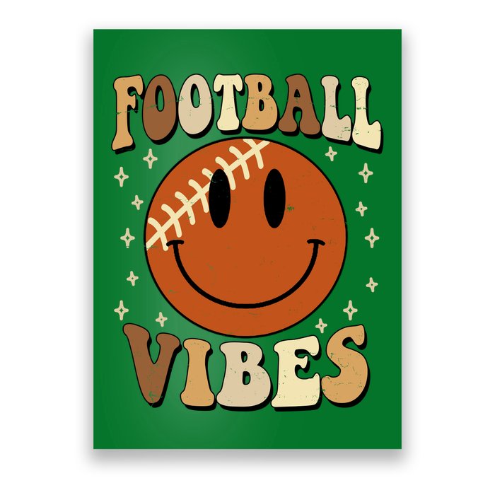 Football Vibes Smile Face Retro Poster
