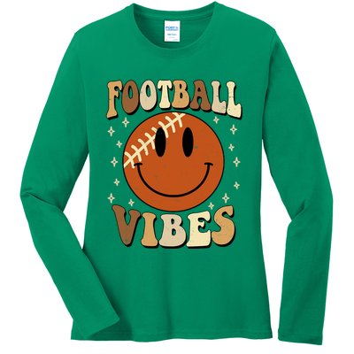 Football Vibes Smile Face Retro Ladies Long Sleeve Shirt