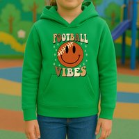 Football Vibes Smile Face Retro Kids Hoodie
